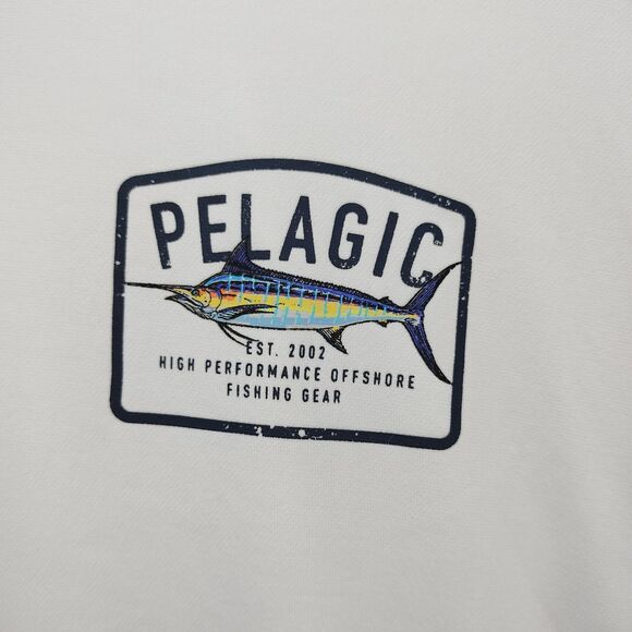 PELAGIC Shirt Mens Large White Fishing AquaTek UVP Long Sleeve Performance Logo - Picture 6 of 14